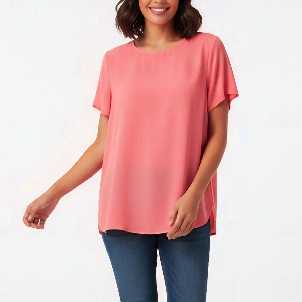 Pink Chiffon Top Womens Size Small Relaxed Fit Lightweight